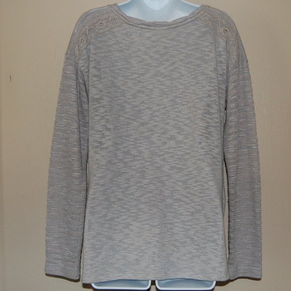 Anthropologie One September Crocheted Heirloom Pullover Gray Medium - Picture 4 of 9
